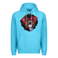 Ocean Blue Havanese dog with love glasses Premium Hoodie - RanaPortraitStore
