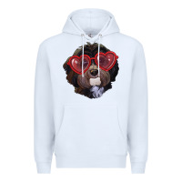 White Havanese dog with love glasses Premium Hoodie - RanaPortraitStore