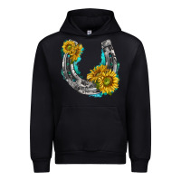 Black horseshoe cowhide and sunflowers Urban Hoodie - texasbilliewilder