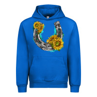 Cobalt horseshoe cowhide and sunflowers Urban Hoodie - texasbilliewilder