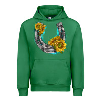 Emerald horseshoe cowhide and sunflowers Urban Hoodie - texasbilliewilder