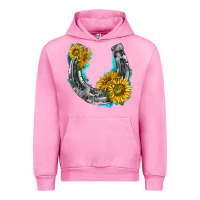 Fuchsia Pink horseshoe cowhide and sunflowers Urban Hoodie - texasbilliewilder