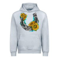 Heather Grey horseshoe cowhide and sunflowers Urban Hoodie - texasbilliewilder