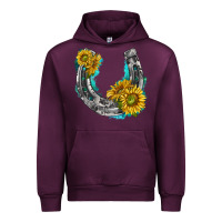 Mauve Wine horseshoe cowhide and sunflowers Urban Hoodie - texasbilliewilder