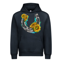 Navy horseshoe cowhide and sunflowers Urban Hoodie - texasbilliewilder