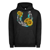 Pigment Black horseshoe cowhide and sunflowers Urban Hoodie - texasbilliewilder