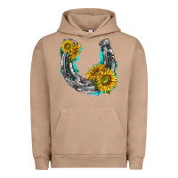 Pigment Burro horseshoe cowhide and sunflowers Urban Hoodie - texasbilliewilder