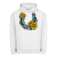 Pigment Lunar Rock horseshoe cowhide and sunflowers Urban Hoodie - texasbilliewilder