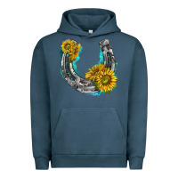 Pigment Midnight Navy horseshoe cowhide and sunflowers Urban Hoodie - texasbilliewilder