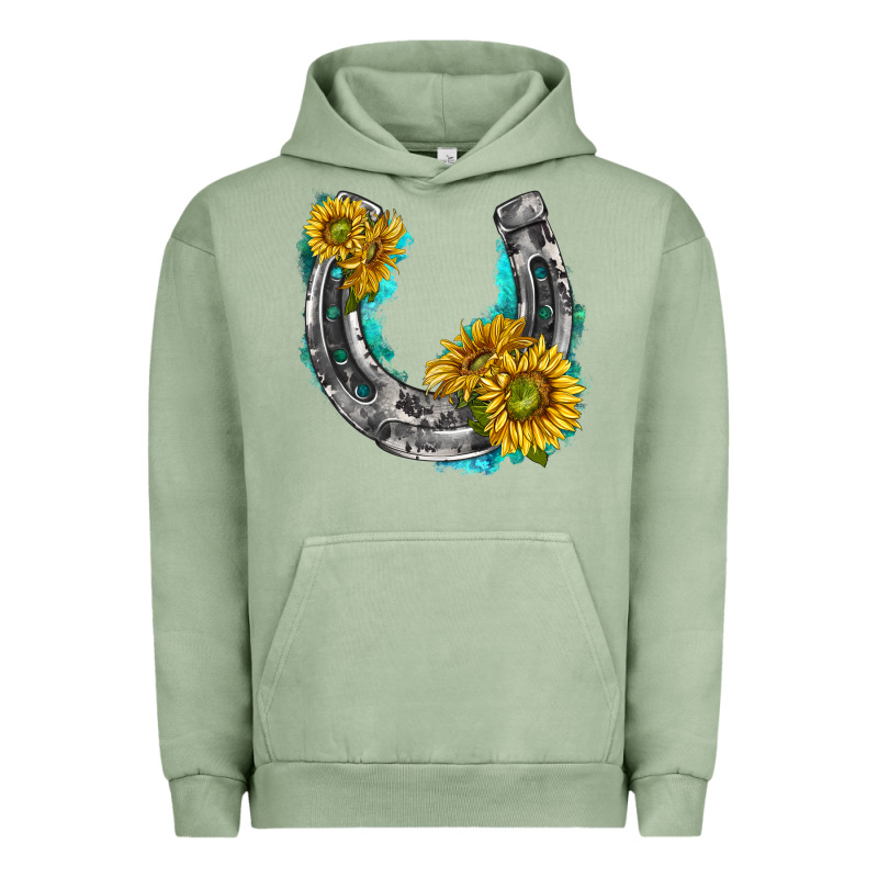 Horseshoe Cowhide And Sunflowers Urban Hoodie by texasbilliewilder | Teevron