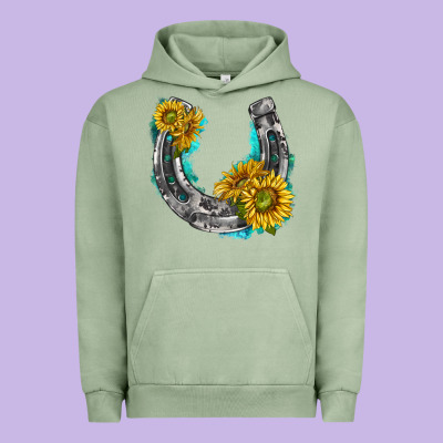 Urban Hoodie horseshoe cowhide and sunflowers