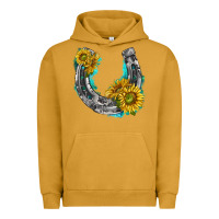 Pigment Peanut Butter horseshoe cowhide and sunflowers Urban Hoodie - texasbilliewilder