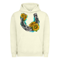 Pigment Pistachio horseshoe cowhide and sunflowers Urban Hoodie - texasbilliewilder