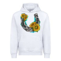 White horseshoe cowhide and sunflowers Urban Hoodie - texasbilliewilder