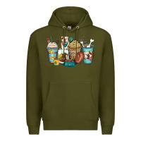 Army Green english bulldog coffee cups Premium Hoodie - Zillion Design Studio