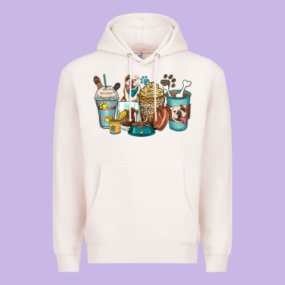 English Bulldog Coffee Cups Premium Hoodie Designed By Zillion Design Studio