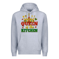 Heather Grey queen of the kitchen Premium Hoodie - texasbilliewilder