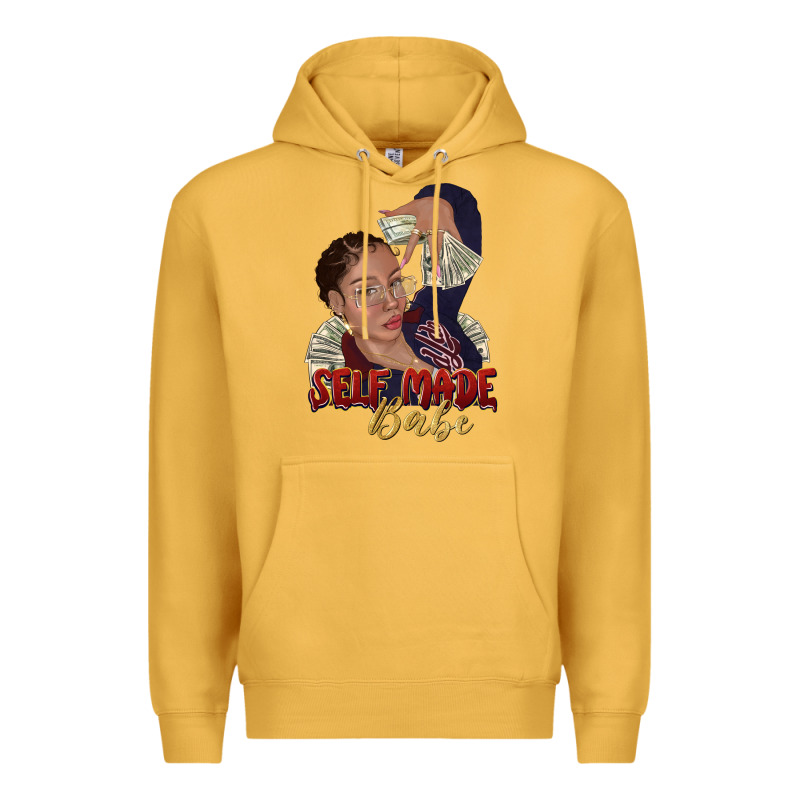 Self Made Babe Afro Black Woman Premium Hoodie by texasbilliewilder | Teevron