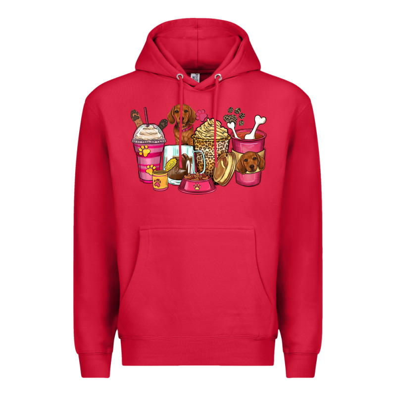 Dachshund Coffee Cups Premium Hoodie by Zillion Design Studio | Teevron