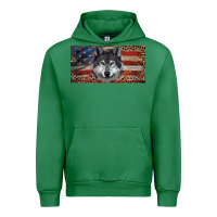 Emerald Wolf with american flag and leopard Urban Hoodie - RanaPortraitStore
