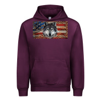 Mauve Wine Wolf with american flag and leopard Urban Hoodie - RanaPortraitStore