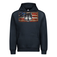 Navy Wolf with american flag and leopard Urban Hoodie - RanaPortraitStore
