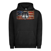 Pigment Black Wolf with american flag and leopard Urban Hoodie - RanaPortraitStore