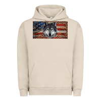 Pigment French Oak Wolf with american flag and leopard Urban Hoodie - RanaPortraitStore