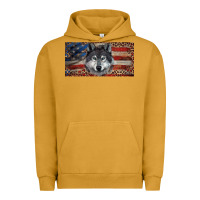 Pigment Peanut Butter Wolf with american flag and leopard Urban Hoodie - RanaPortraitStore