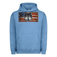 Pigment Pebble Blue Wolf with american flag and leopard Urban Hoodie - RanaPortraitStore