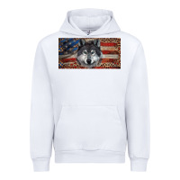 White Wolf with american flag and leopard Urban Hoodie - RanaPortraitStore