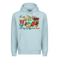 Blue Mist 100 days of coffee and chaos coffee cups Premium Hoodie - Zillion Design Studio