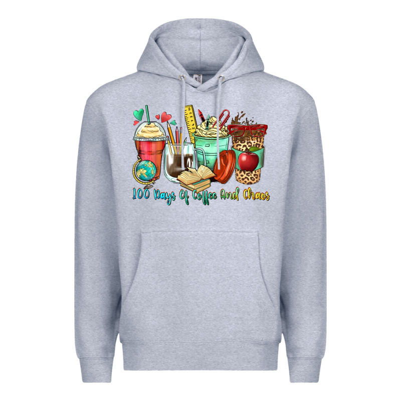 100 Days Of Coffee And Chaos Coffee Cups Premium Hoodie by Zillion Design Studio | Teevron