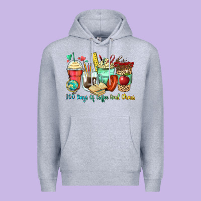 100 Days Of Coffee And Chaos Coffee Cups Premium Hoodie Designed By Zillion Design Studio