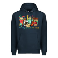 Navy 100 days of coffee and chaos coffee cups Premium Hoodie - Zillion Design Studio