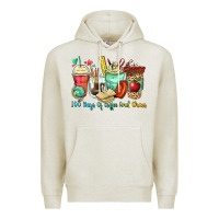 Oatmeal Heather 100 days of coffee and chaos coffee cups Premium Hoodie - Zillion Design Studio