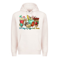 Pale Pink 100 days of coffee and chaos coffee cups Premium Hoodie - Zillion Design Studio