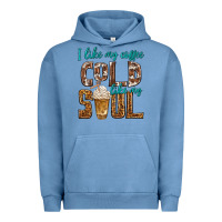 Pigment Pebble Blue i like my coffee cold like my soul Urban Hoodie - texasbilliewilder