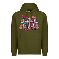 Army Green He Is Risen Cross Premium Hoodie - RanaPortraitStore
