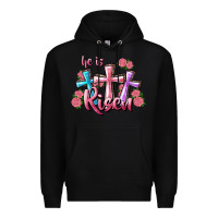 Black He Is Risen Cross Premium Hoodie - RanaPortraitStore