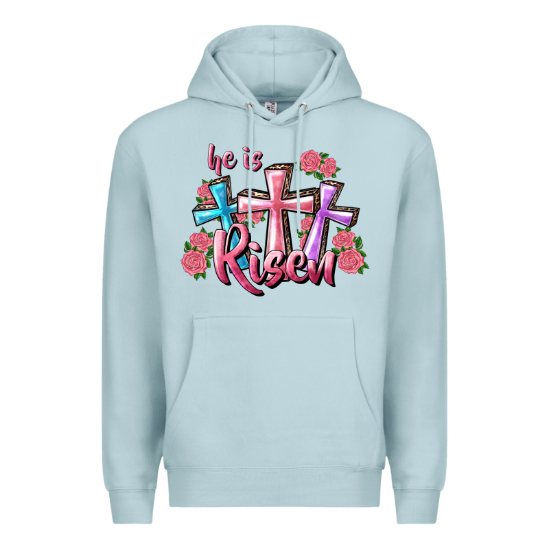 He Is Risen Cross Premium Hoodie by RanaPortraitStore | Teevron
