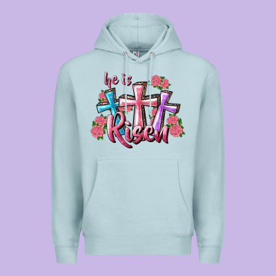 He Is Risen Cross Premium Hoodie Designed By Ranaportraitstore