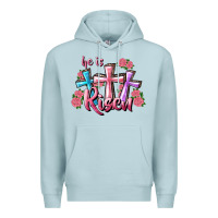 Blue Mist He Is Risen Cross Premium Hoodie - RanaPortraitStore