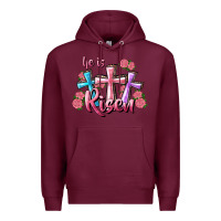 Burgundy He Is Risen Cross Premium Hoodie - RanaPortraitStore