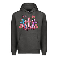 Charcoal Heather He Is Risen Cross Premium Hoodie - RanaPortraitStore