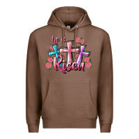 Chestnut He Is Risen Cross Premium Hoodie - RanaPortraitStore