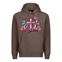 Coffee He Is Risen Cross Premium Hoodie - RanaPortraitStore