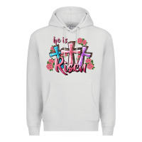 Dove Grey He Is Risen Cross Premium Hoodie - RanaPortraitStore