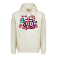 Oatmeal Heather He Is Risen Cross Premium Hoodie - RanaPortraitStore