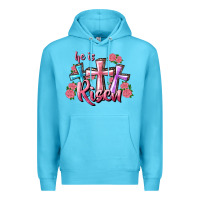 Ocean Blue He Is Risen Cross Premium Hoodie - RanaPortraitStore